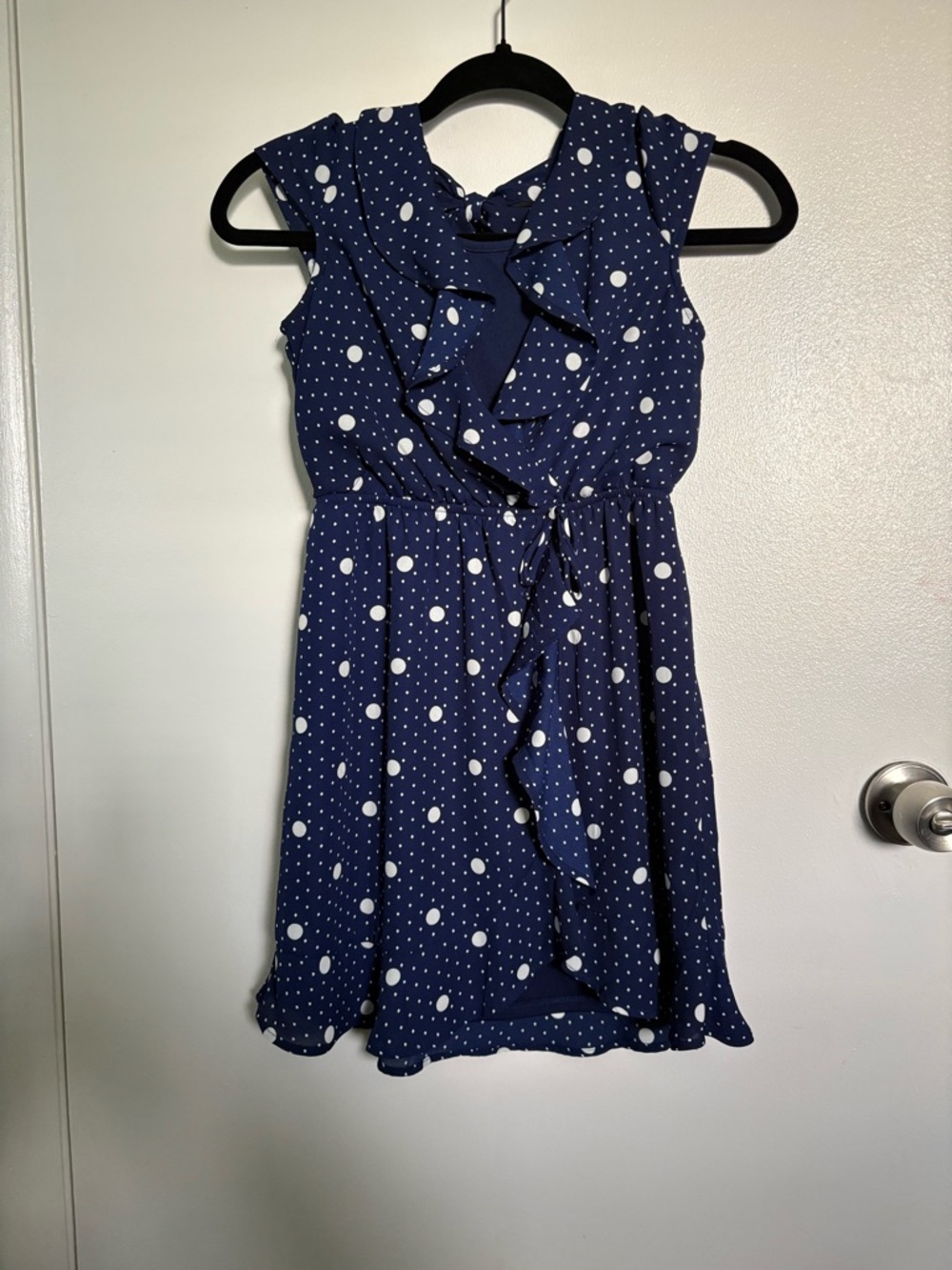 Monteau Navy and White Polka Dot Dress